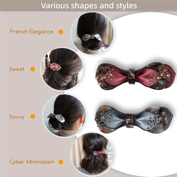 Rhinestone Hair Clip Acetate Silver Elegant Wedding Party Everyday Accessory main image 7